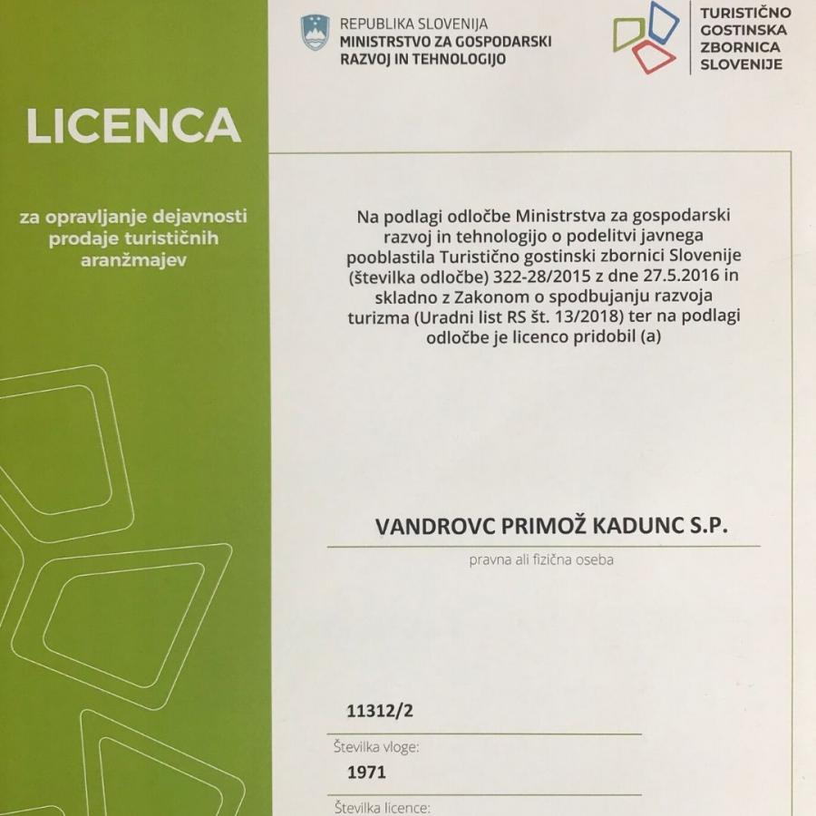 Vandrovc-Globetretter, License for selling tourist products